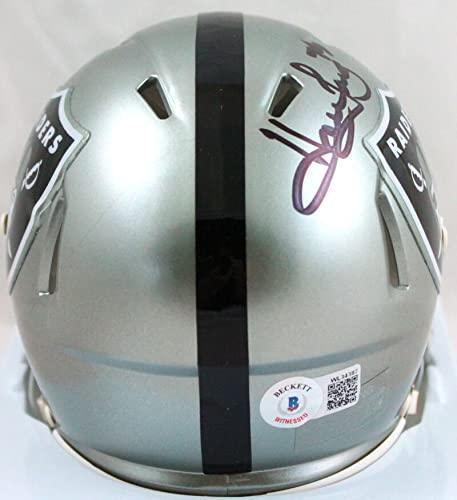 Howie Long Autographed Oakland Raiders Flash Speed Mini Helmet-Beckett W Hologram Black - Image 2