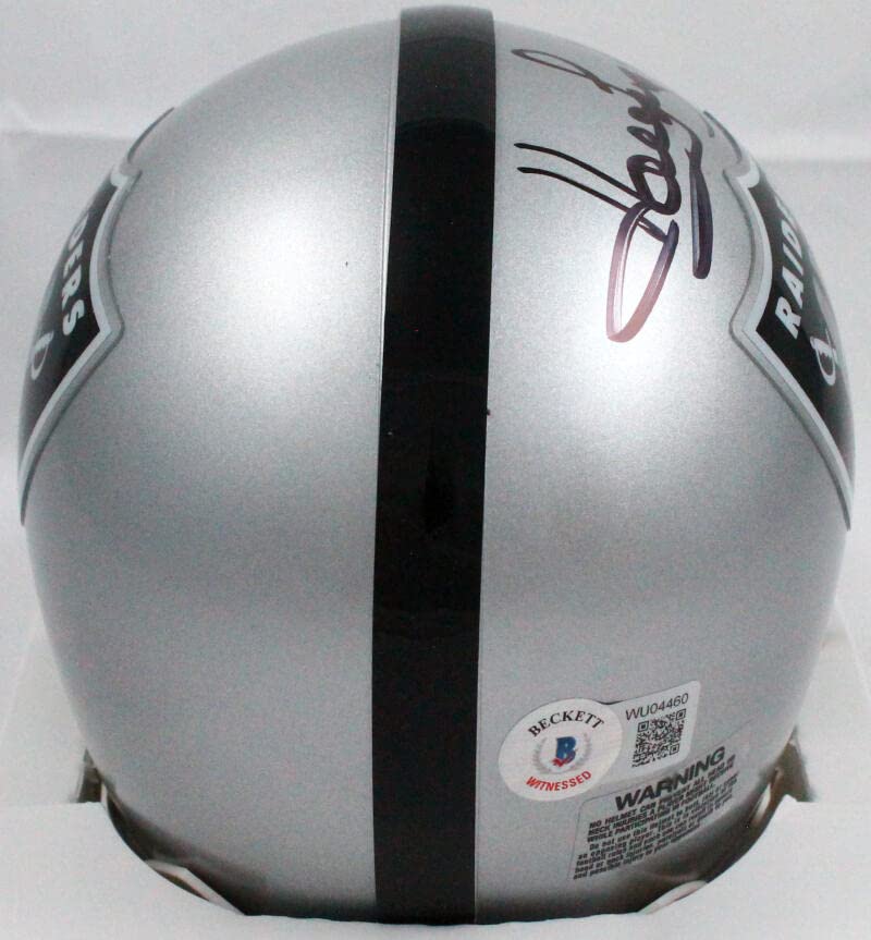 Howie Long Autographed Oakland Raiders Mini Helmet w/HOF-Beckett W Hologram Black - Image 4
