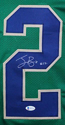 Ian Book Autographed Green College Style Jersey - Beckett W silver - Image 3