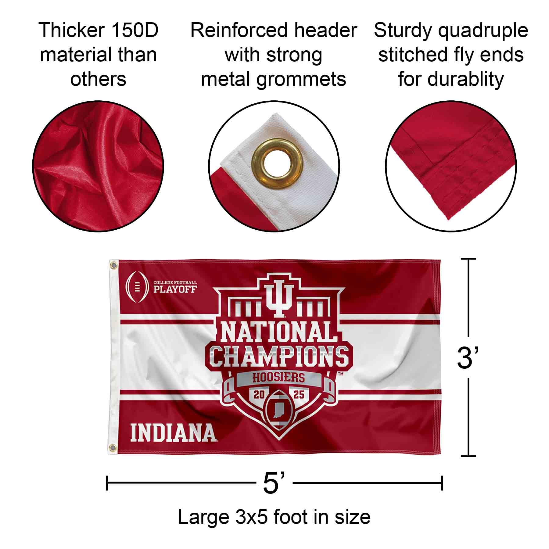 Indiana Hoosiers 2025 College Football National Champions 3x5 Grommet Flag - Image 3