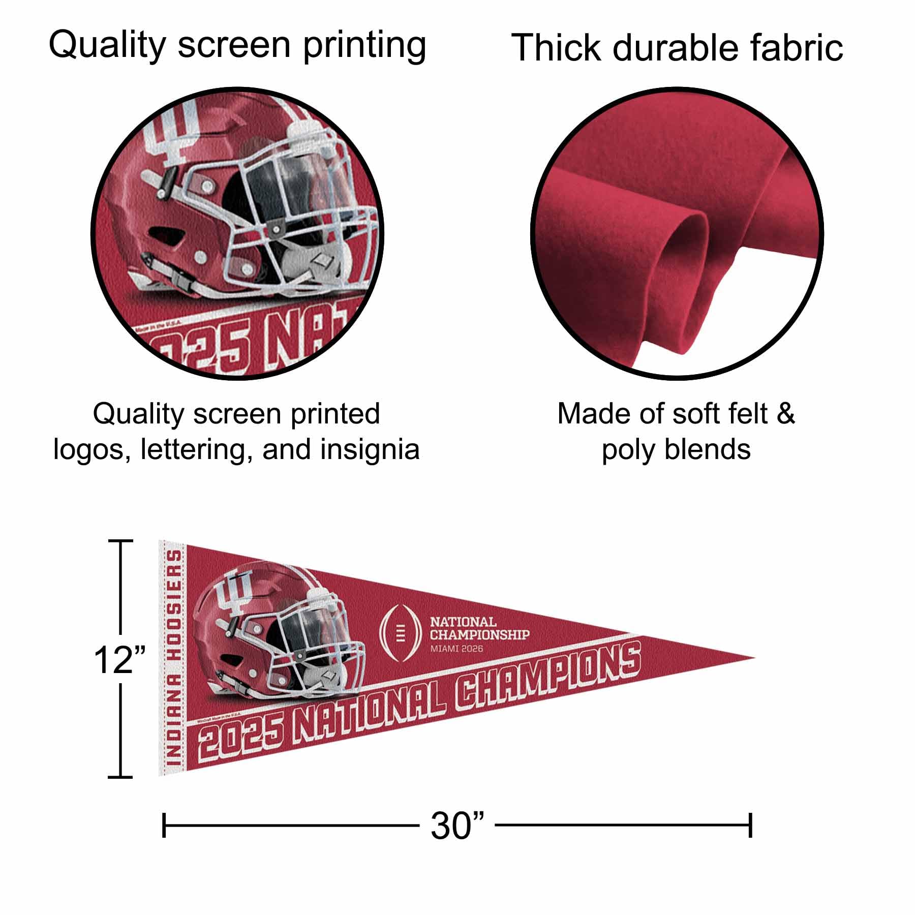 Indiana Hoosiers 2025 National Champions Pennant Banner Flag - Image 2