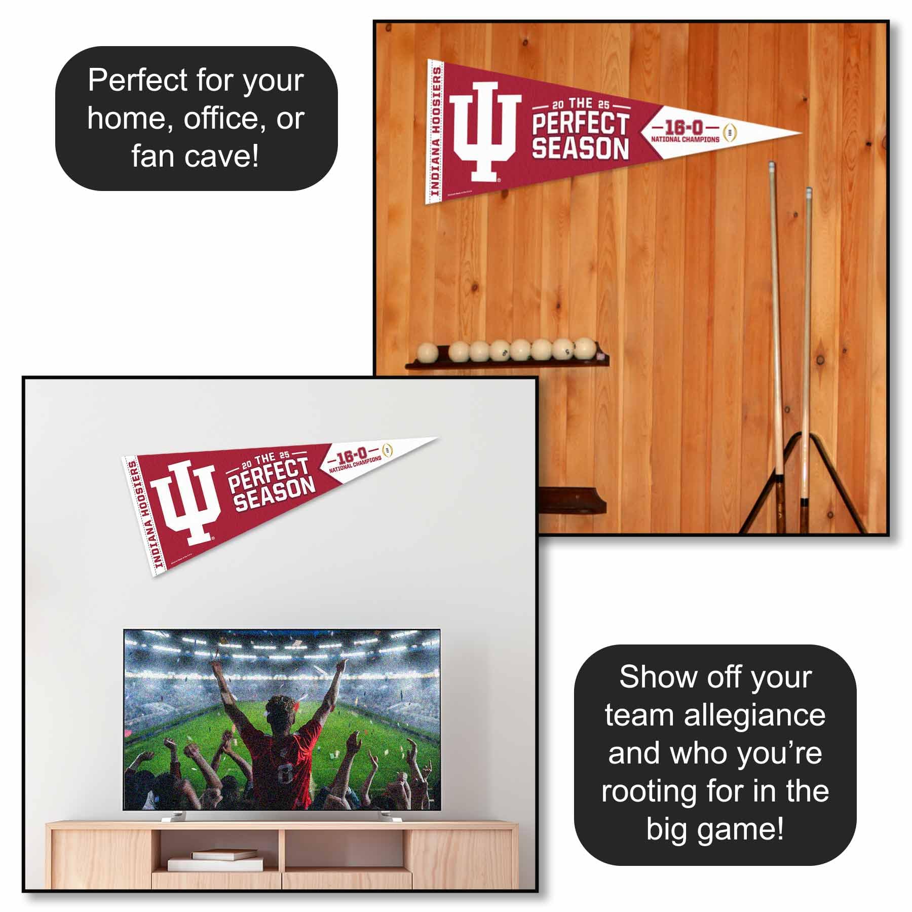 Indiana Hoosiers 2025 National Champions Perfect Season Pennant Banner Flag - Image 4