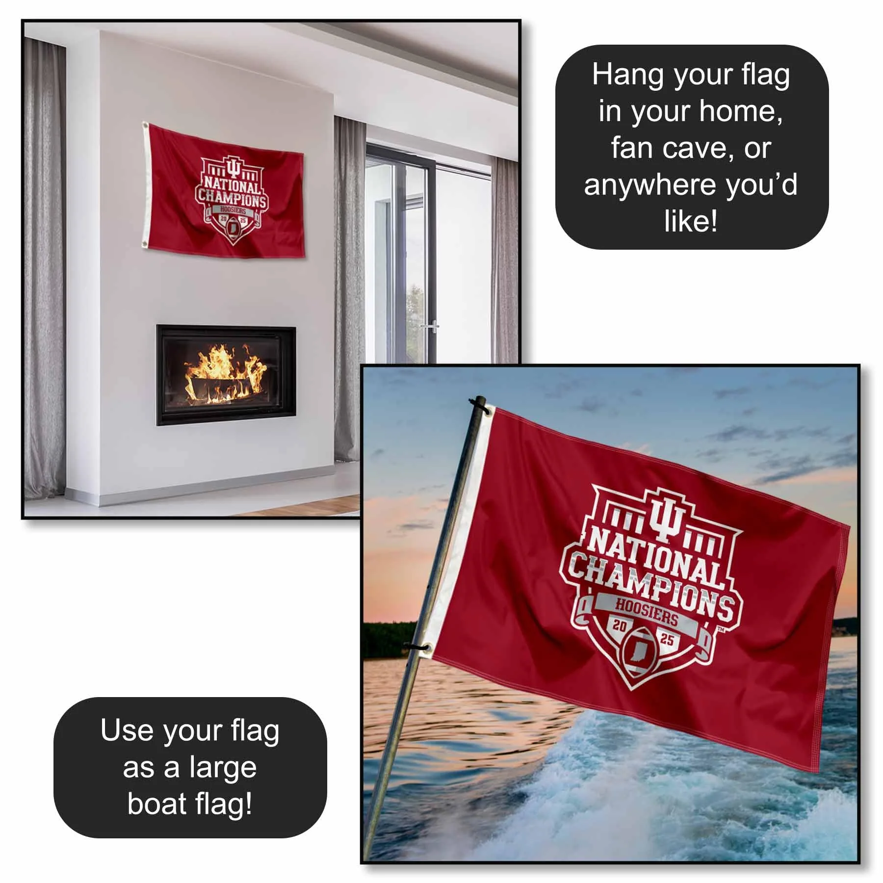 Indiana Hoosiers 2025 National Champions Small 2x3 Foot Flag - Image 2