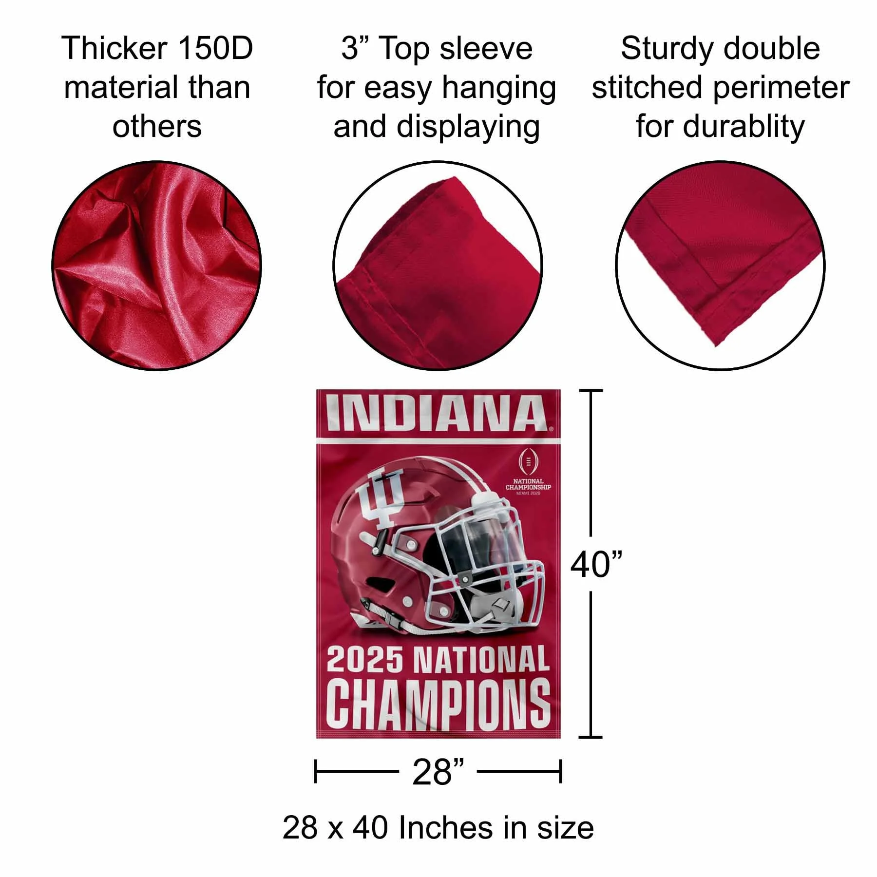 Indiana Hoosiers 2025 National Champions Top Sleeve Banner Flag - Image 2