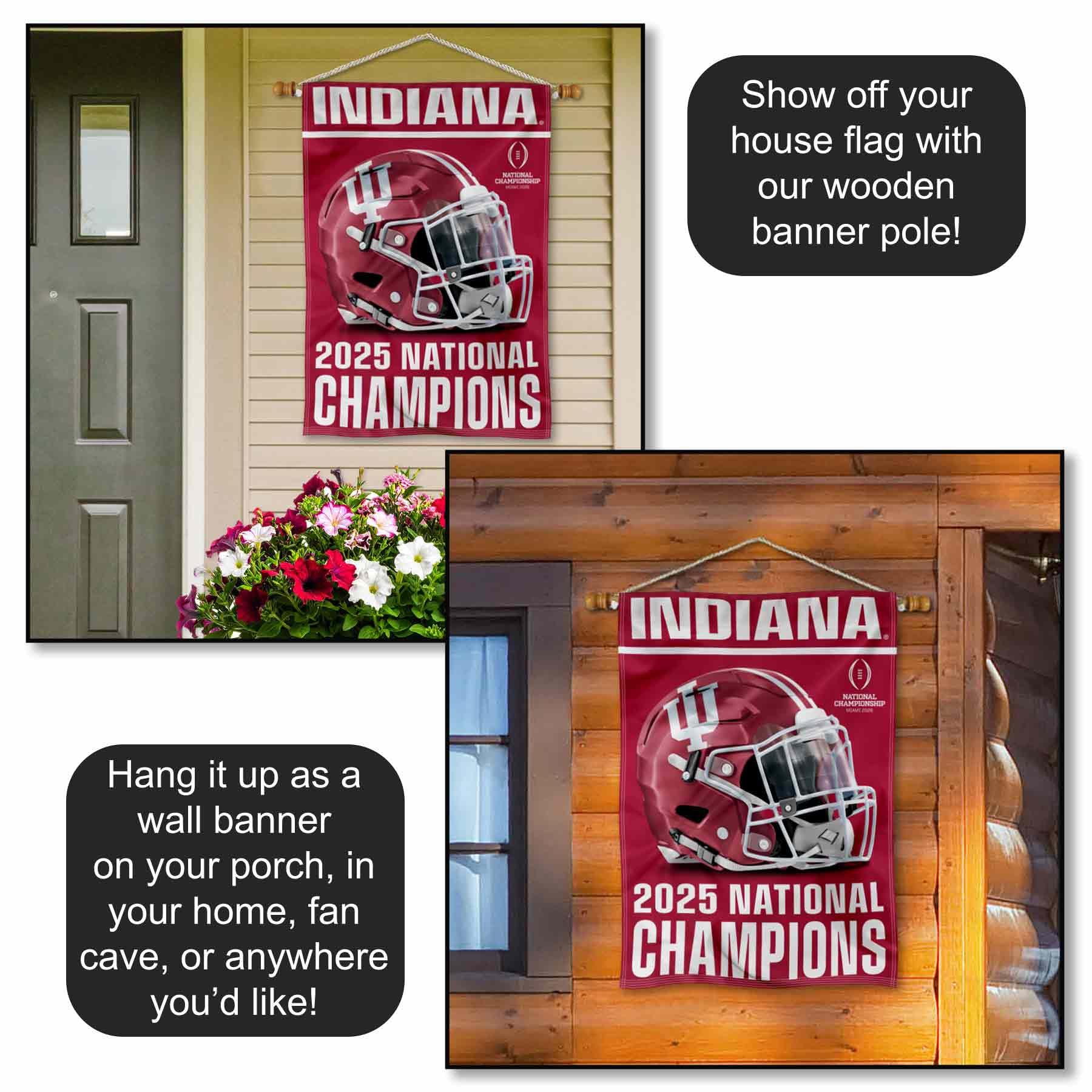Indiana Hoosiers 2025 National Champions Top Sleeve Banner Flag - Image 4