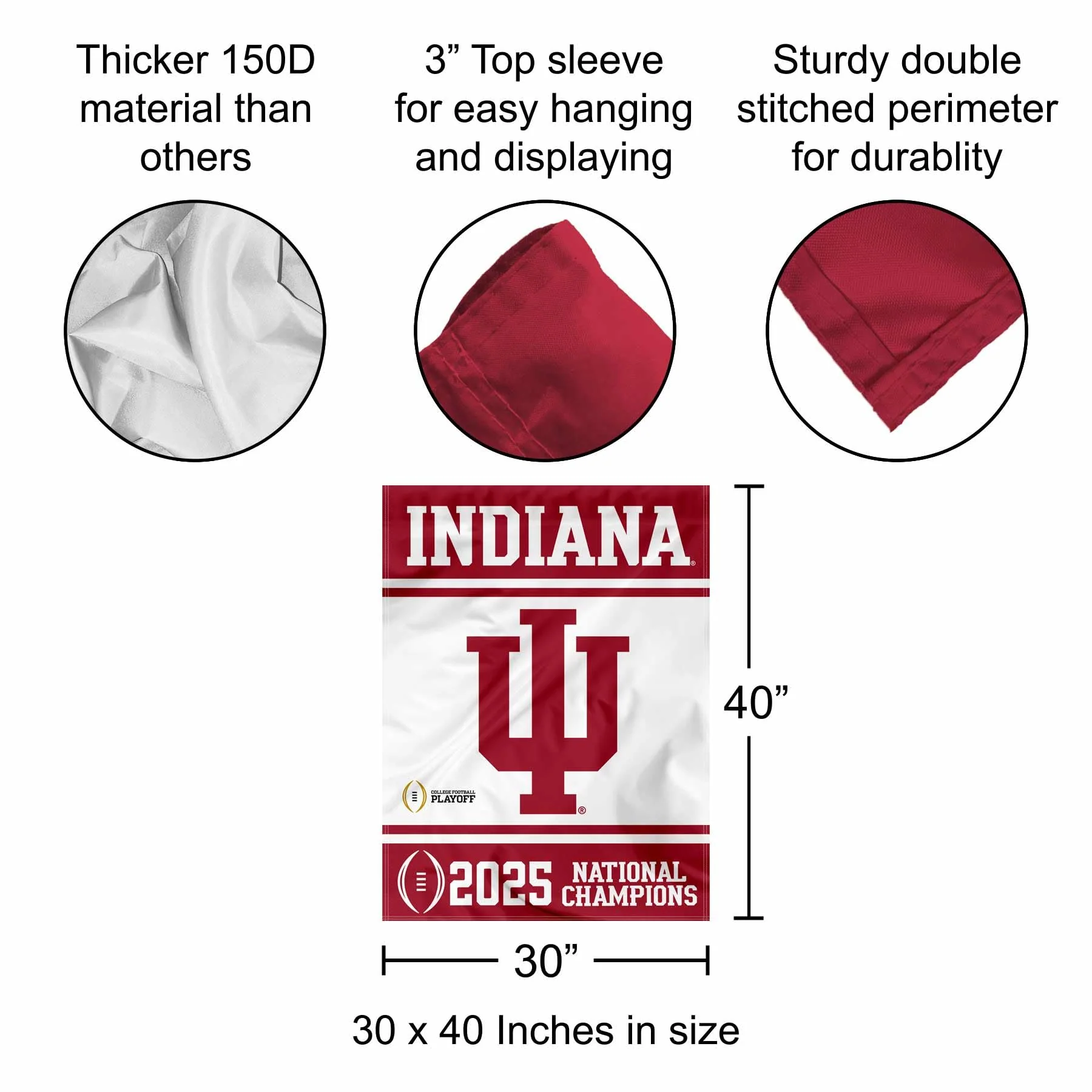 Indiana Hoosiers National Champions 2025 Double Sided House Banner Flag - Image 4