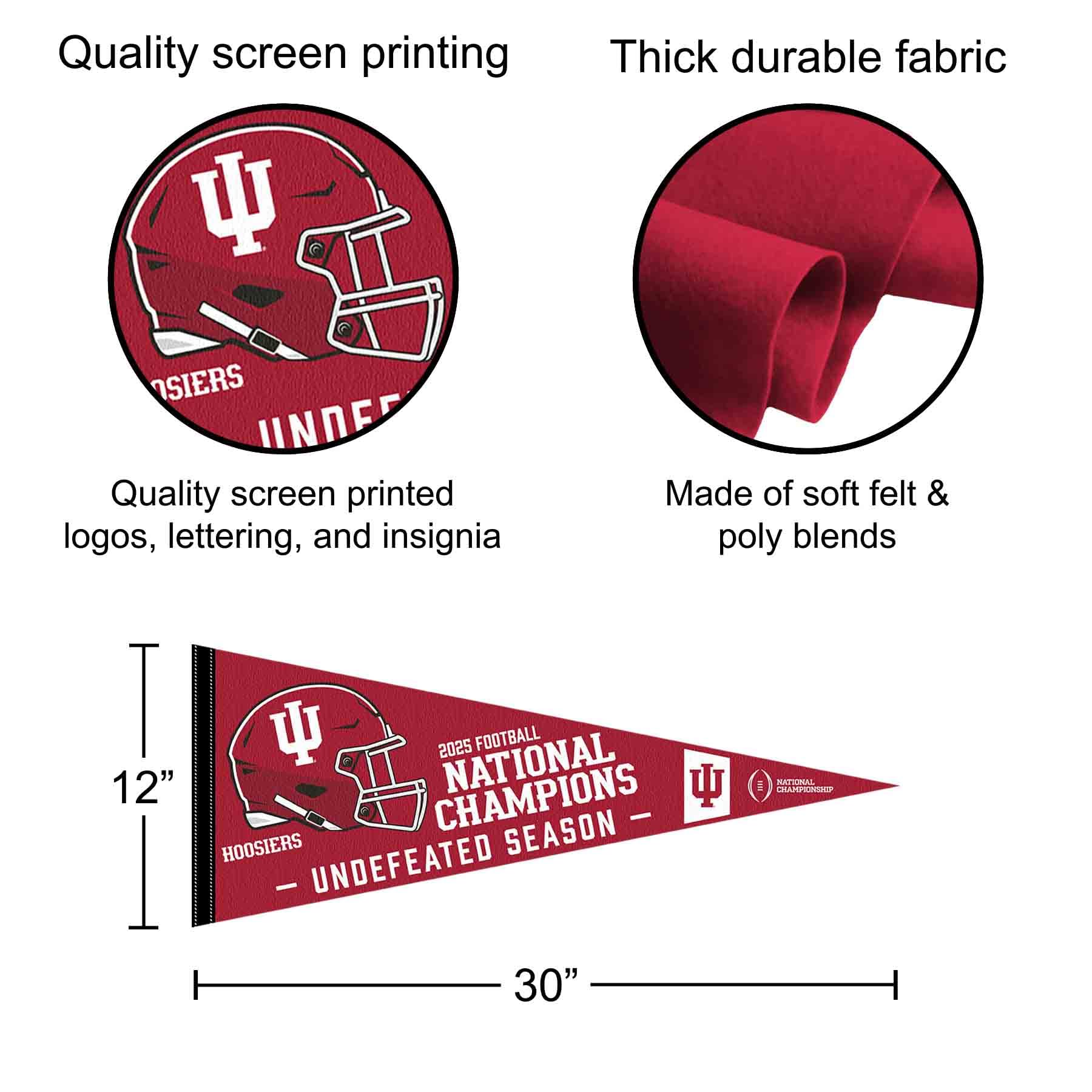 Indiana Hoosiers Undefeated Season and 2025 National Champions Pennant Flag - Image 4
