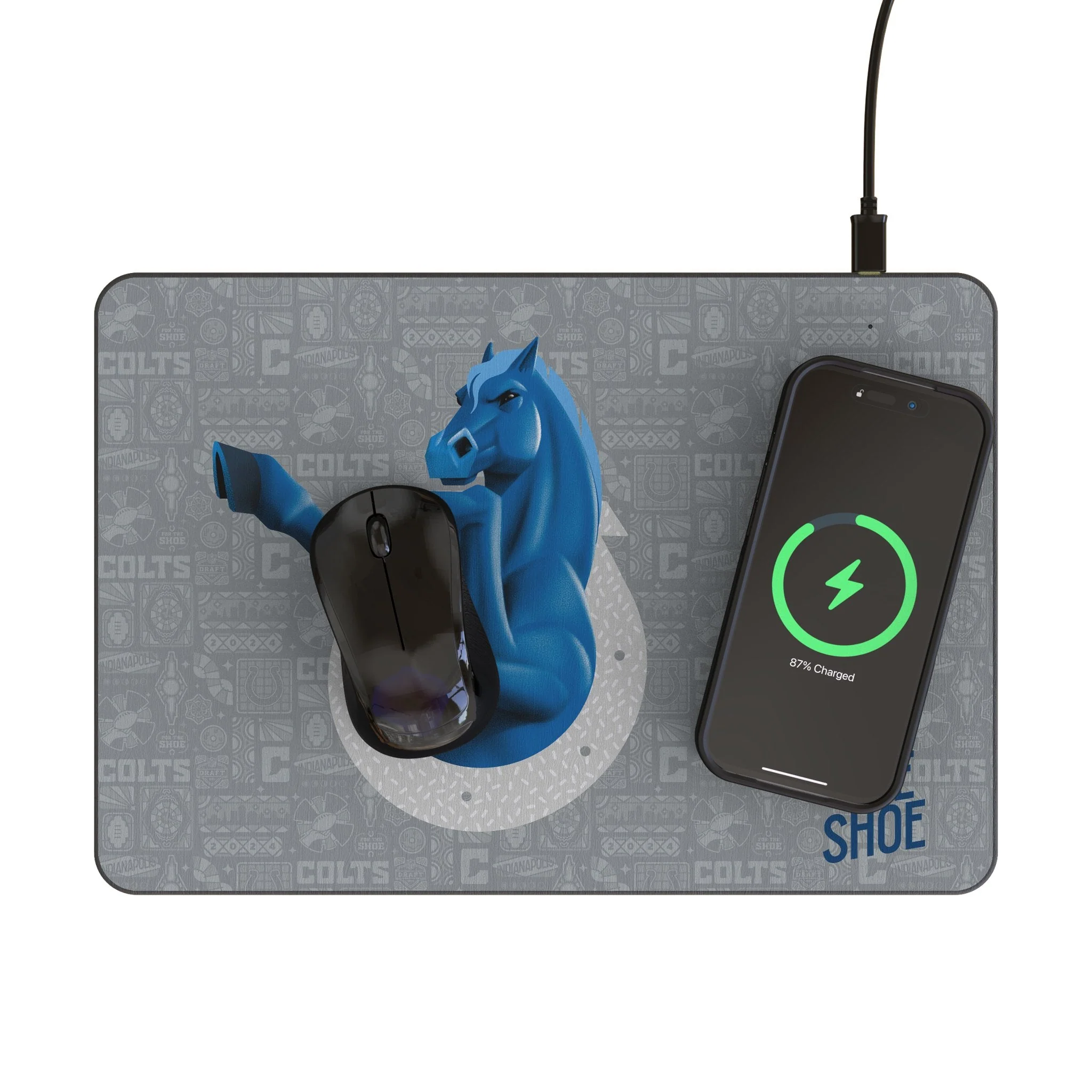 Indianapolis Colts 2024 Edition 15-Watt Wireless Charger and Mouse Pad - Image 2