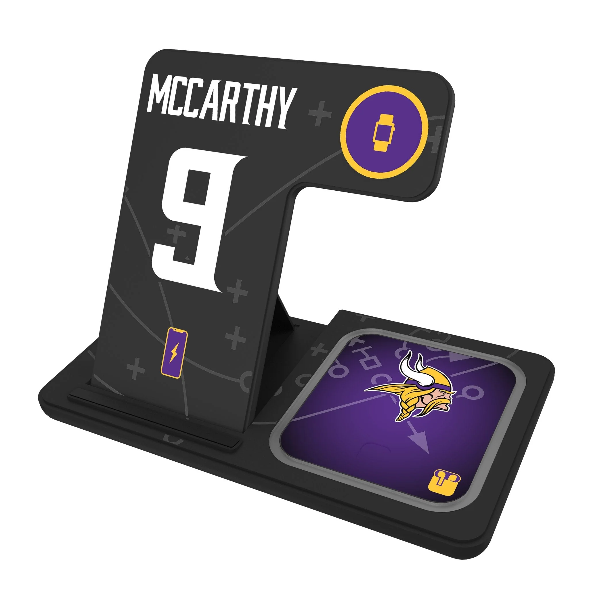 J.J. McCarthy Minnesota Vikings 9 Game Tactic 3 in 1 Charging Station