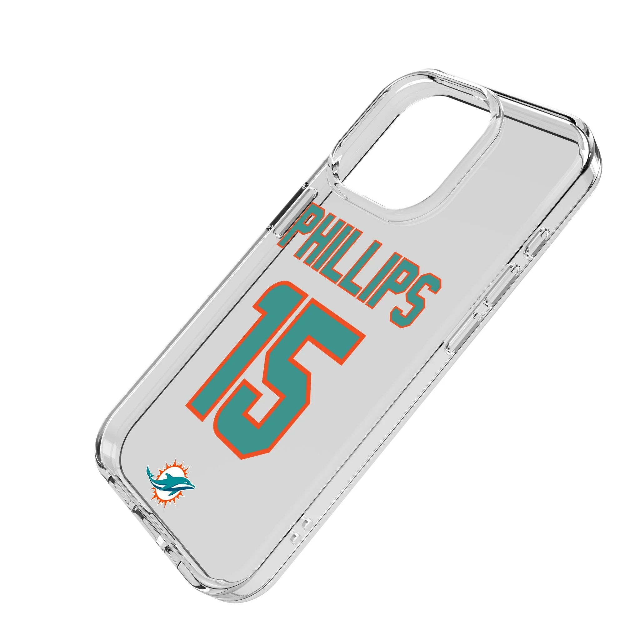 Jaelan Phillips Miami Dolphins 15 Game Tactic Clear Phone Case for Apple iPhone - Image 2