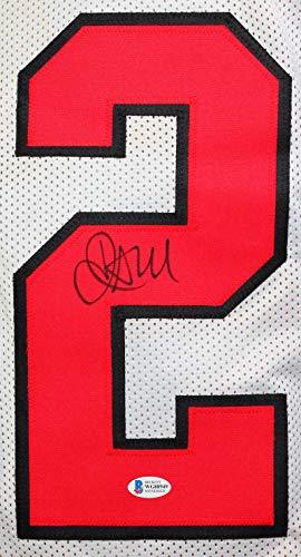 Jamal Anderson Autographed White Pro Style Jersey- Beckett W Black - Image 3