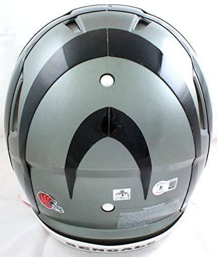 Ja'Marr Chase Autographed Cincinnati Bengals Flash F/S Speed Authentic Helmet -Beckett W Hologram Orange - Image 3