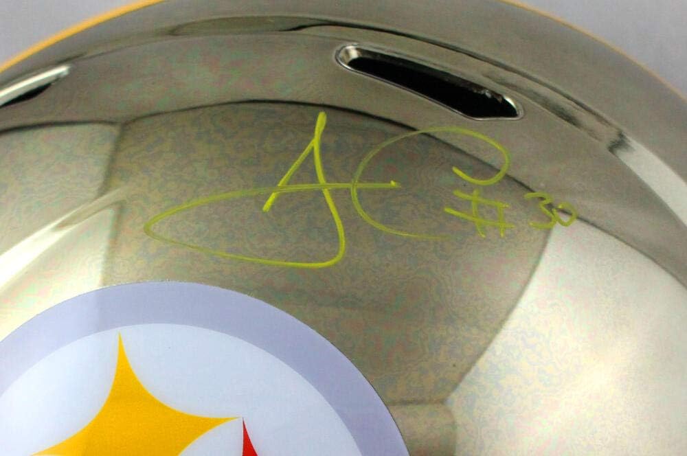 James Conner Autographed Pitt Steelers F/S Chrome Helmet- Beckett W Auth *Yellow - Image 2
