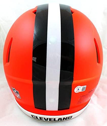 Jarvis Landry Autographed Browns F/S Speed Authentic Helmet-Beckett W Hologram Black - Image 3
