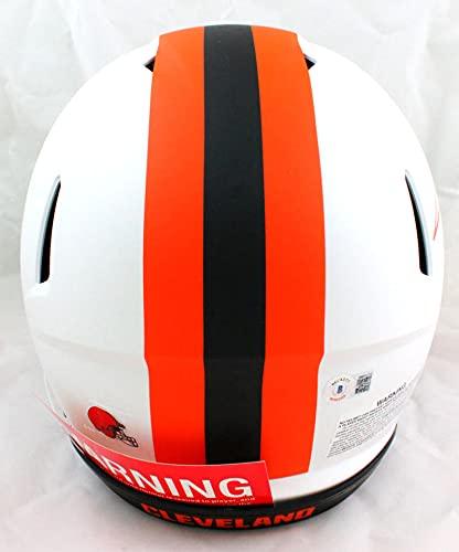 Jarvis Landry Autographed Browns F/S Speed Authentic Lunar Helmet-Beckett W Hologram Orange - Image 3