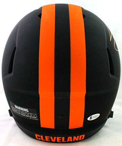 Jarvis Landry Autographed Browns Full Size Eclipse Speed Helmet- Beckett W Orange - Image 3