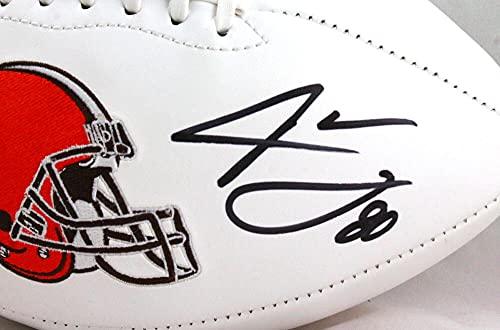 Jarvis Landry/Odell Beckham Autographed Browns Logo Football-Beckett W Holo Black - Image 3