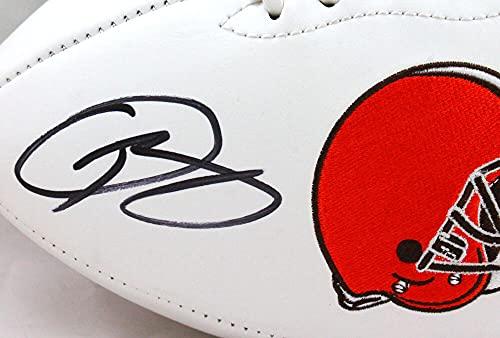 Jarvis Landry/Odell Beckham Autographed Browns Logo Football-Beckett W Holo Black - Image 4