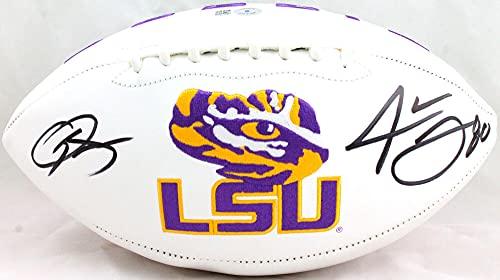 Jarvis Landry/Odell Beckham Autographed LSU Tigers Logo Football-Beckett W Holo Black