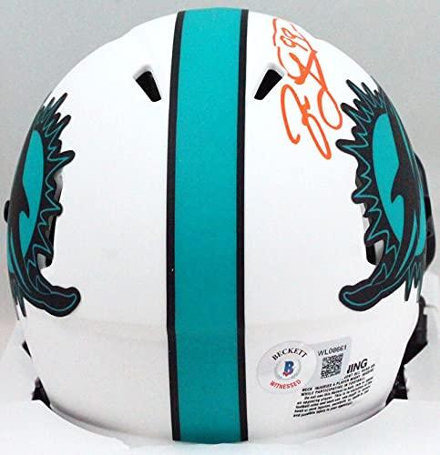 Jason Taylor Autographed Miami Dolphins Lunar Mini Helmet- Beckett W Orange - Image 2