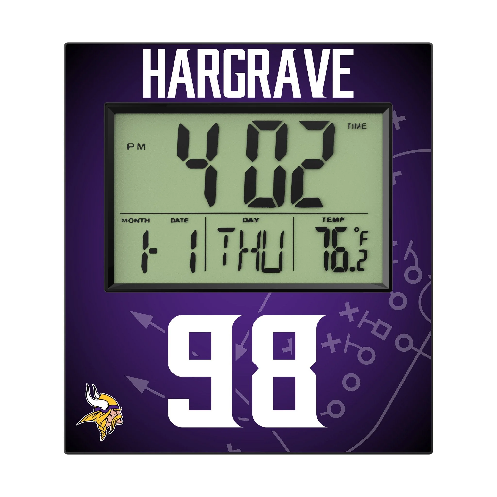 Javon Hargrave Minnesota Vikings 98 Game Tactic Wall Clock - Image 2