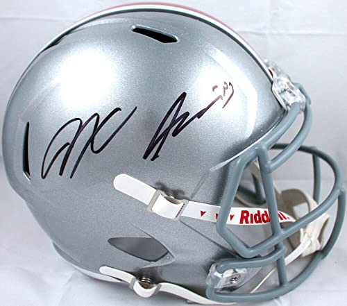 Jaxon Smith-Njigba Autographed Ohio State F/S Speed Helmet-Beckett Hologram Black