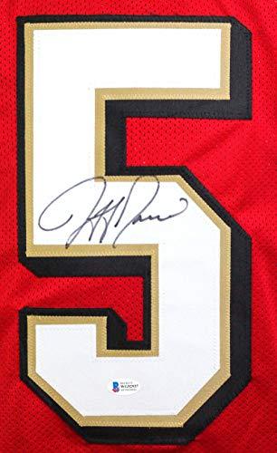Jeff Garcia Autographed Red Pro Style Jersey- Beckett W Black - Image 3