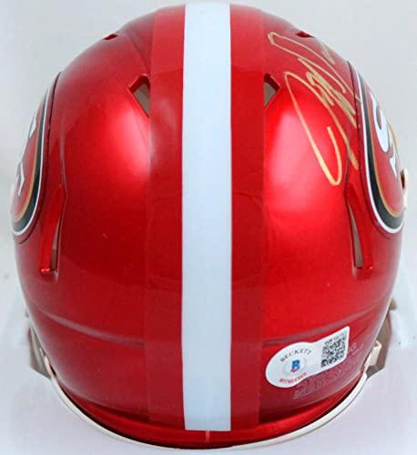Jeff Garcia Autographed San Francisco 49ers Flash Mini Helmet-Beckett W Hologram Gold - Image 2