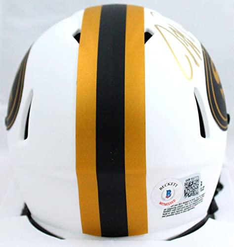 Jeff Garcia Autographed San Francisco 49ers Lunar Mini Helmet-Beckett W Hologram Gold - Image 2
