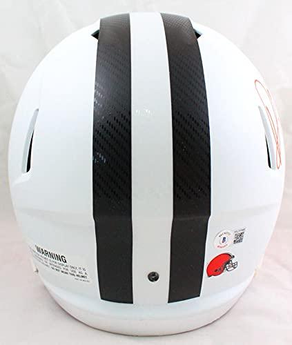 Jeremiah Owusu Koramoah Autographed Cleveland Browns F/S Flat White Speed Helmet w/Insc.-Beckett W Hologram - Image 3