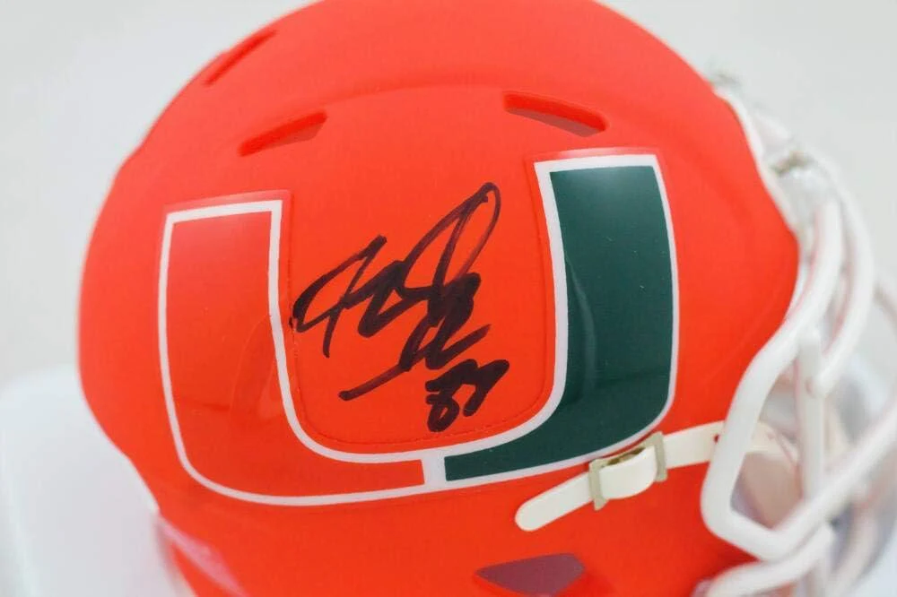 Jeremy Shockey Autographed Miami Hurricanes AMP Mini Helmet - JSA W Auth White - Image 2