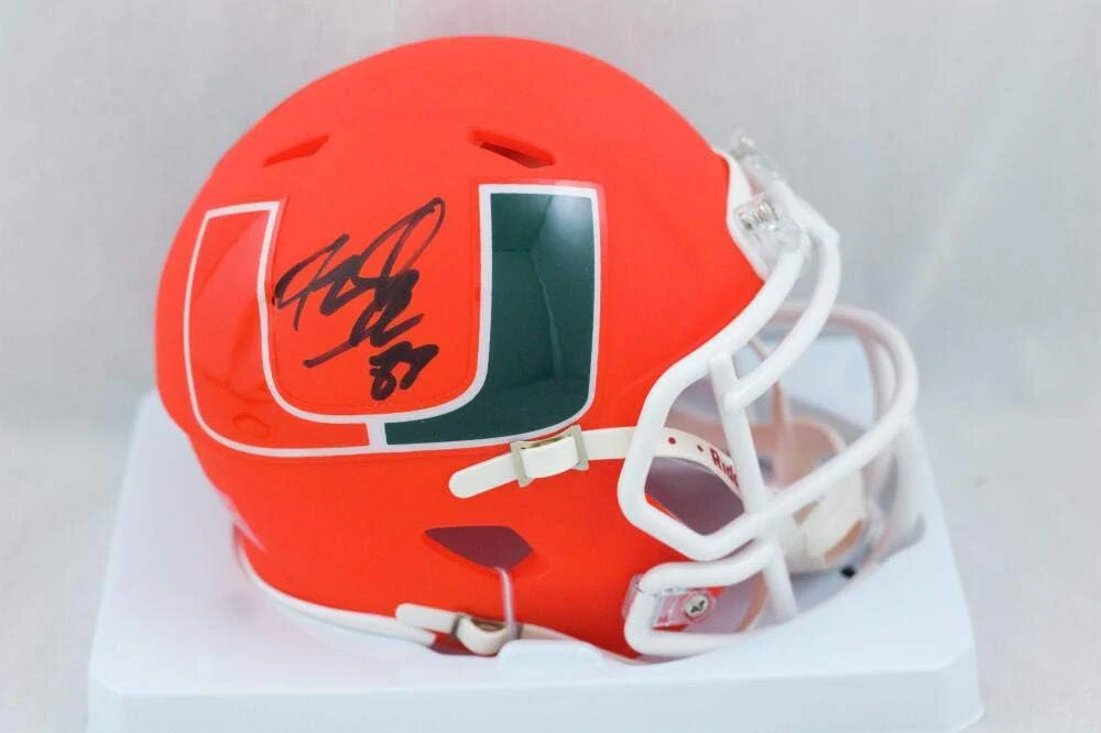 Jeremy Shockey Autographed Miami Hurricanes AMP Mini Helmet - JSA W Auth White - Image 3