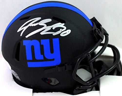 Jeremy Shockey Autographed NY Giants Eclipse Mini Helmet - Beckett Witness Silver