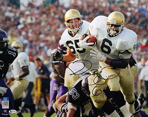 Jerome Bettis Autographed Notre Dame 16x20 FP Photo Running w/Ball- Beckett Witness Black