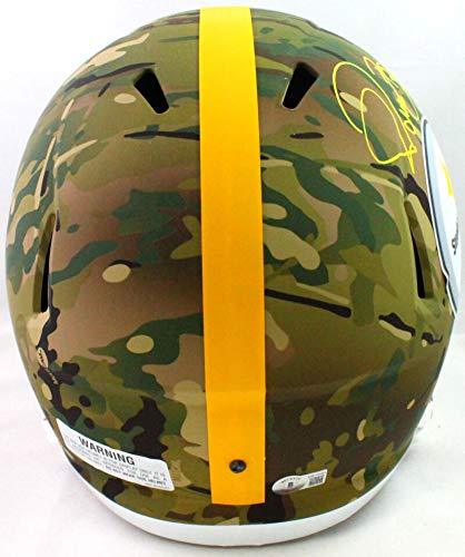 Jerome Bettis Autographed Steelers Camo Speed F/S Helmet- Beckett W Yellow - Image 3