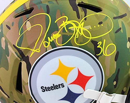 Jerome Bettis Autographed Steelers Camo Speed F/S Helmet- Beckett W Yellow - Image 5