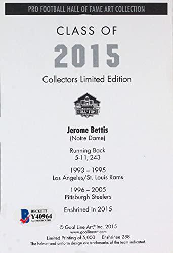 Jerome Bettis Autographed Steelers Goal Line Art Card w/HOF- Beckett Blue - Image 2