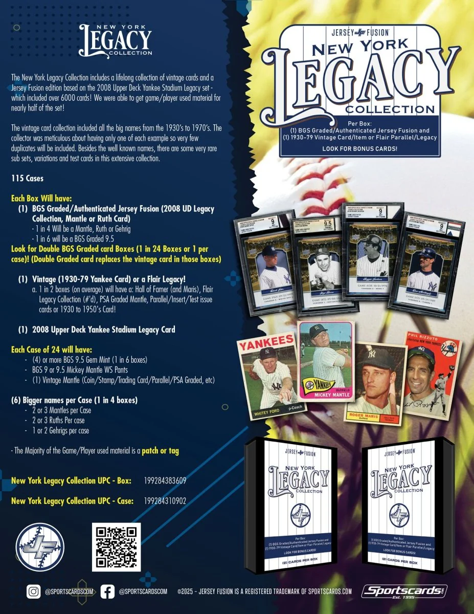 Jersey Fusion: New York Legacy Collection - 2 Cards/Items Per Box! - Image 2