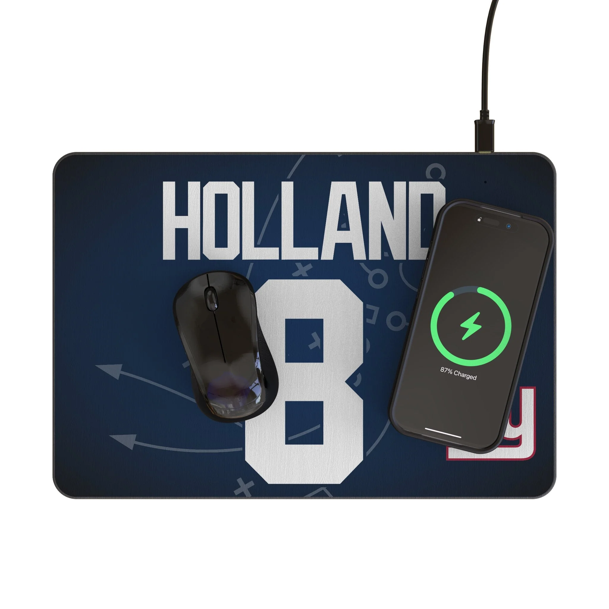 Jevon Holland New York Giants 8 Game Tactic 15-Watt Wireless Charger and Mouse Pad - Image 2