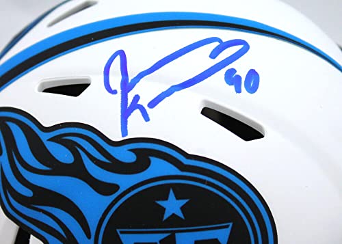 Jevon Kearse Autographed Tennessee Titans Lunar Speed Mini Helmet-Beckett W Hologram Blue - Image 5
