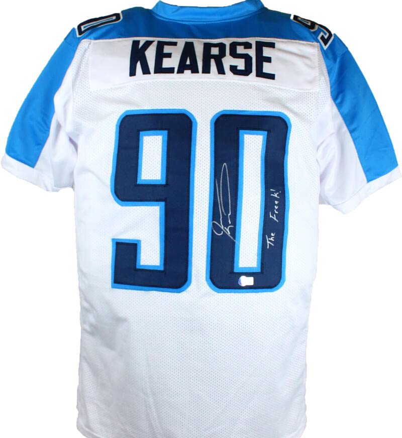 Jevon Kearse Autographed White Pro Style Jersey w/The Freak-Beckett W Hologram Silver