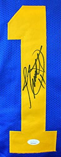 Jim Everett Autographed Blue Pro Style Jersey- JSA W Auth Black - Image 3