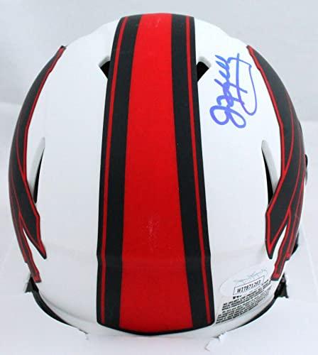 Jim Kelly Autographed Buffalo Bills Lunar Speed Mini Helmet - JSA W Blue - Image 2