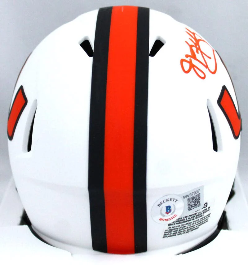 Jim Kelly Signed Miami Hurricanes Lunar Speed Mini Helmet-Beckett W Hologram Orange - Image 4