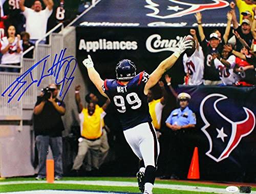 JJ Watt Autographed Houston Texans 16x20 Back View Horizontal Photo- JSA W Auth Blue