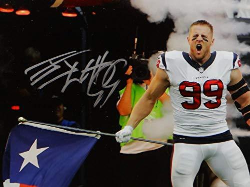 JJ Watt Autographed Houston Texans 16x20 TX Flag Yelling PF Photo- JSA W Silver - Image 2