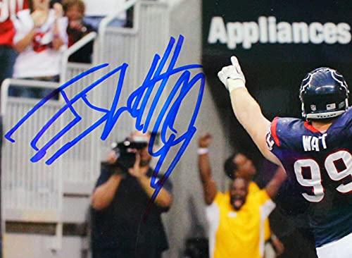 JJ Watt Autographed Houston Texans 8x10 Back View Horizontal Photo- JSA W Auth Blue - Image 2