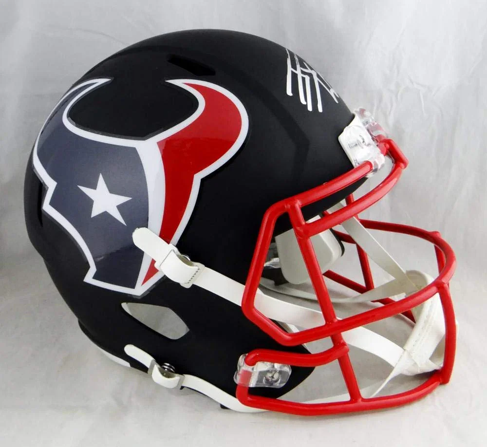 JJ Watt Autographed Houston Texans F/S Flat Black Helmet- JSA W Auth Silver - Image 2