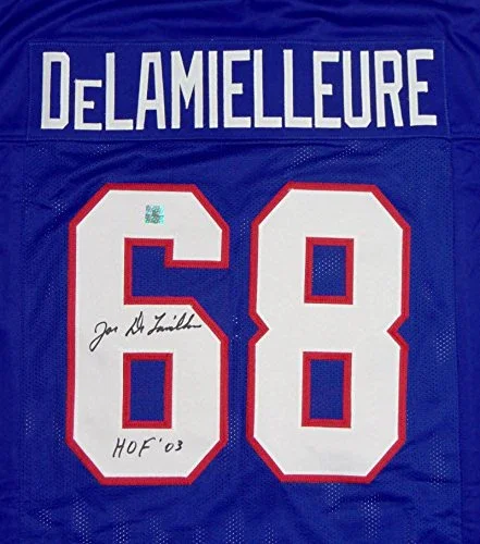 Joe DeLamelleure Autographed Blue Pro Style Jersey HOF Insc TheJerseySource Auth - Image 2