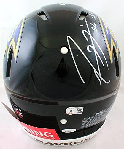 Joe Flacco/Ray Lewis Signed Ravens Speed Authentic F/S Helmet w/SB MVP- JSA W/Beckett W Holo Silver - Image 3